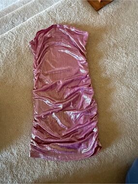 Shimmery Pink Ruched Bodycon dress